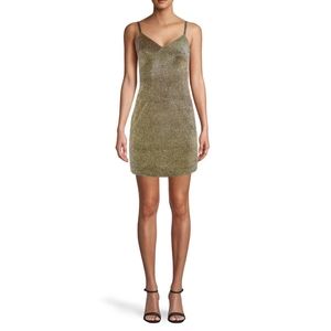 NICOLE MILLER gold iridescent cocktail dress